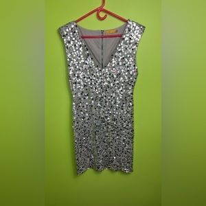 alice olivia sequin Silver Mini Dress size 8